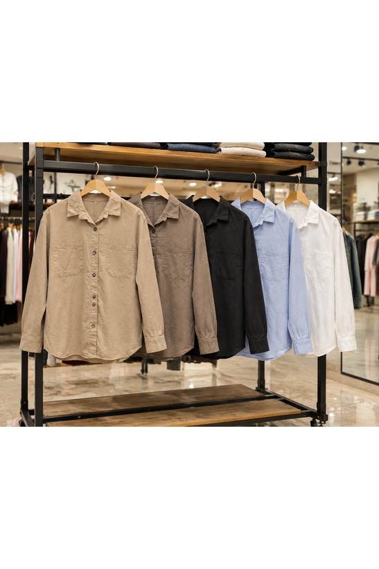 شومیز لینن آستین بلند -(مناسب پاییز و بهار)